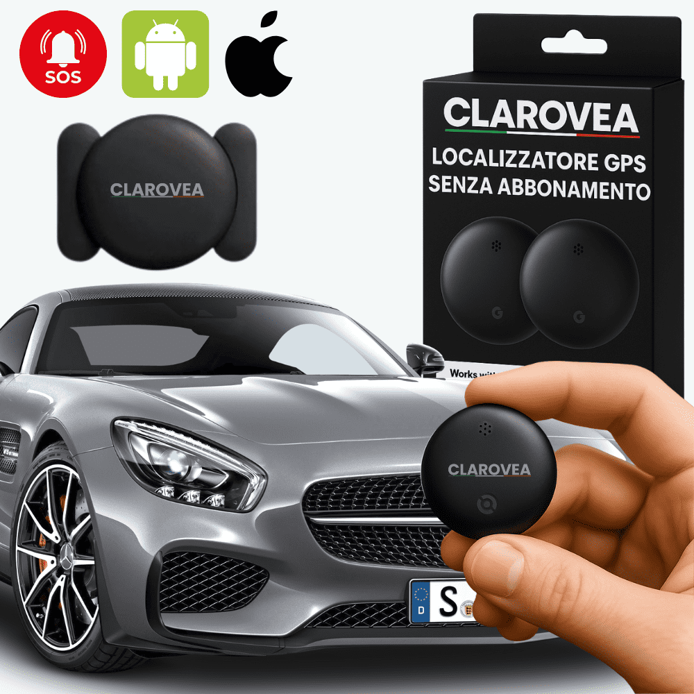 Clarovea™ – GPS per Auto Senza Abbonamento – Compatibile con Android e iOS Find My