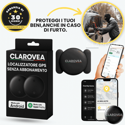 Clarovea™ – Localizzatore GPS Senza Abbonamento, Compatibile con Android e iOS