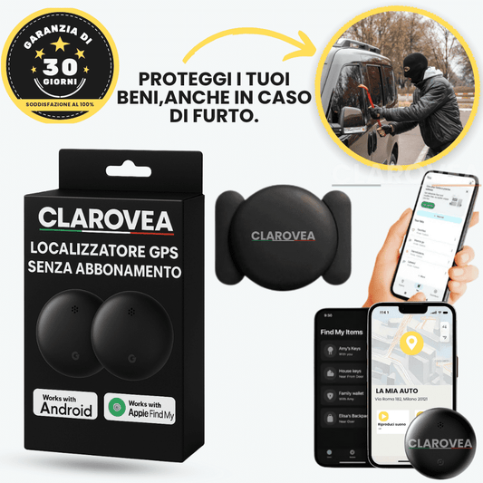 Clarovea™ – Localizzatore GPS Senza Abbonamento, Compatibile con Android e iOS