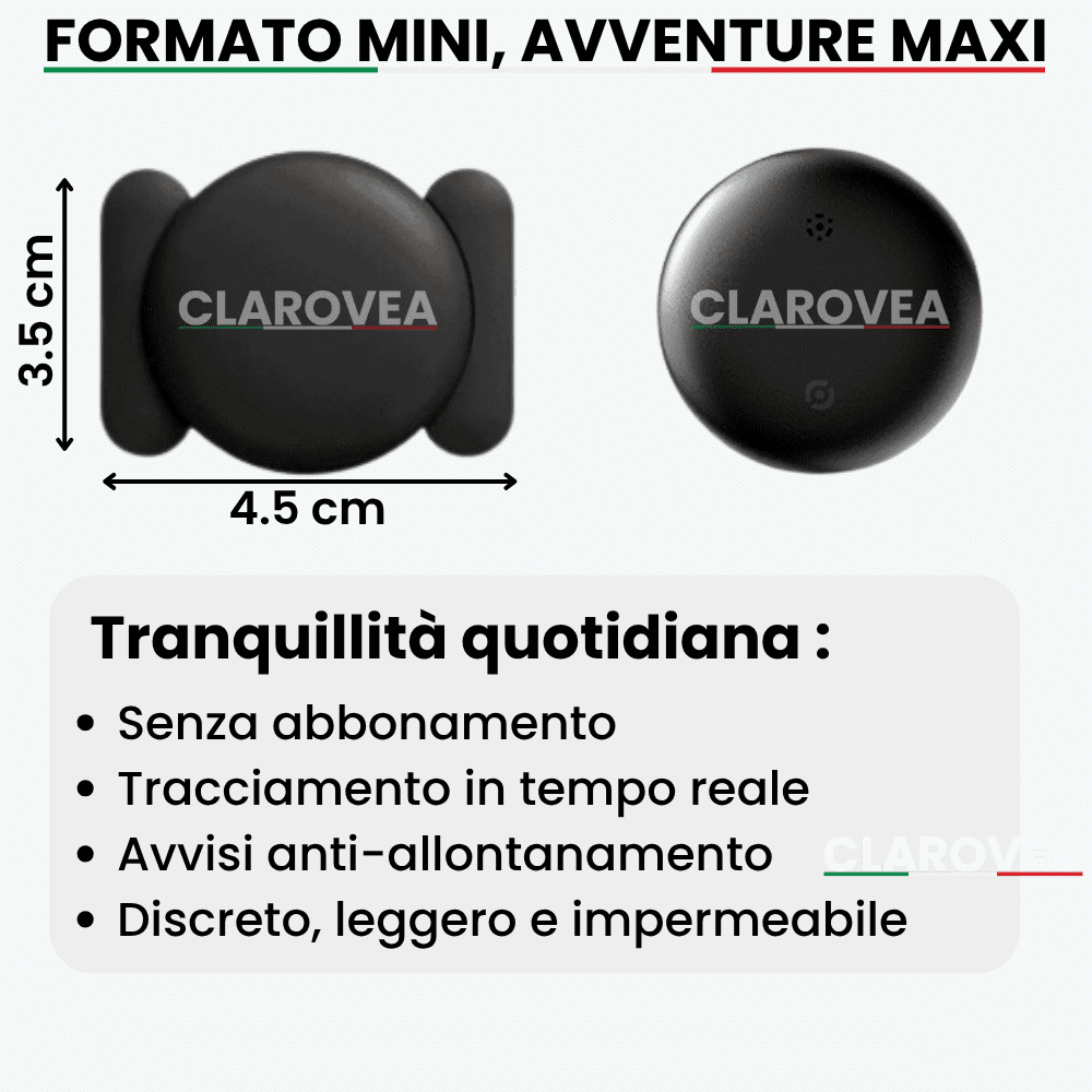 Clarovea™ – GPS Tracker per Bambini Senza Abbonamento – Funziona con Android e iOS