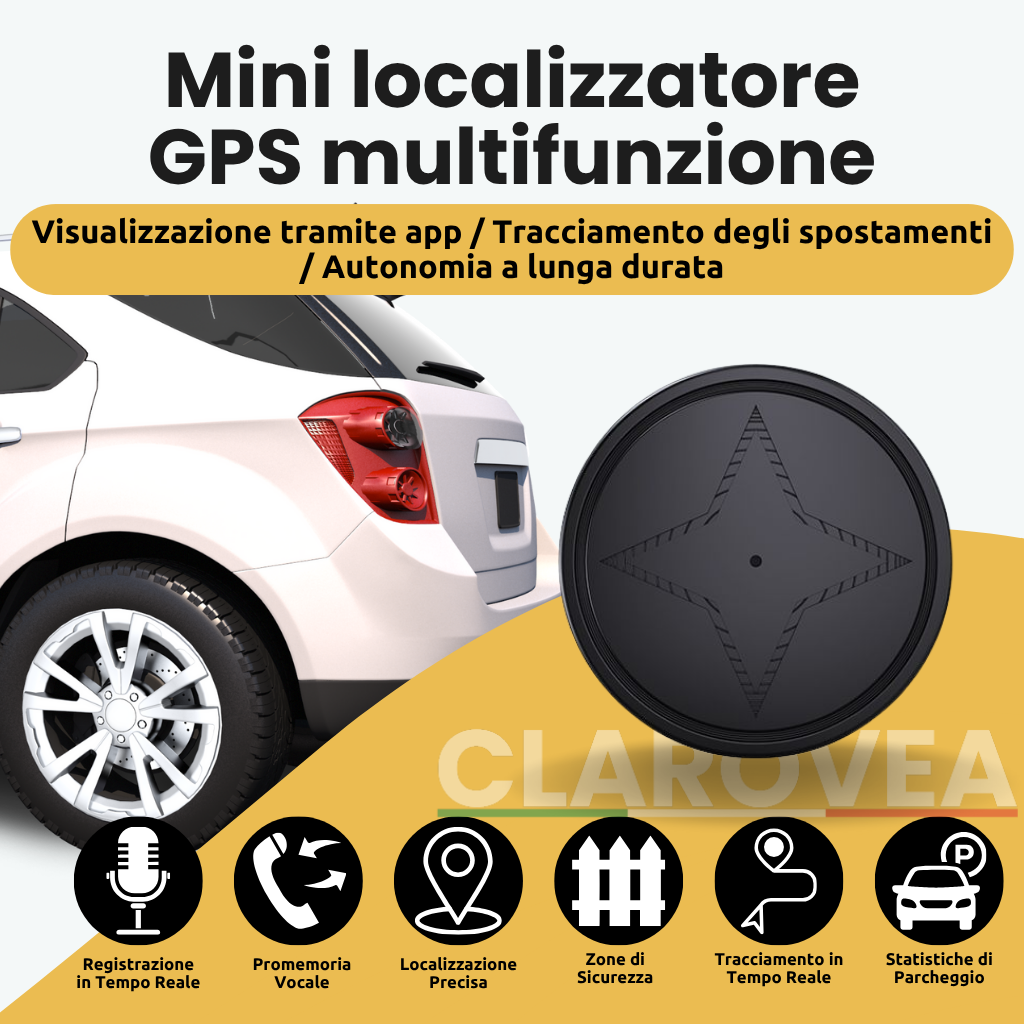 Clarovea™ – Localizzatore GPS Auto Senza Abbonamento, Localizzazione Precisa