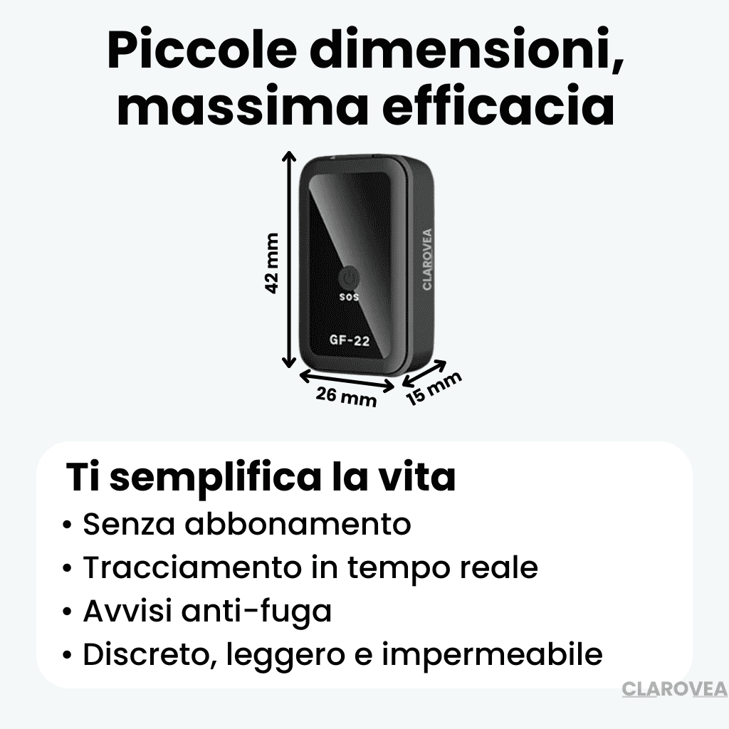 Clarovea™ – Localizzatore GPS Auto Senza Abbonamento, Proteggi la Sicurezza della Tua Auto