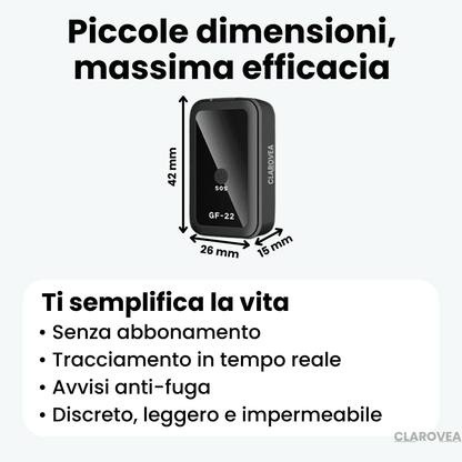 Clarovea™ – Localizzatore GPS Auto Senza Abbonamento, Proteggi la Sicurezza della Tua Auto