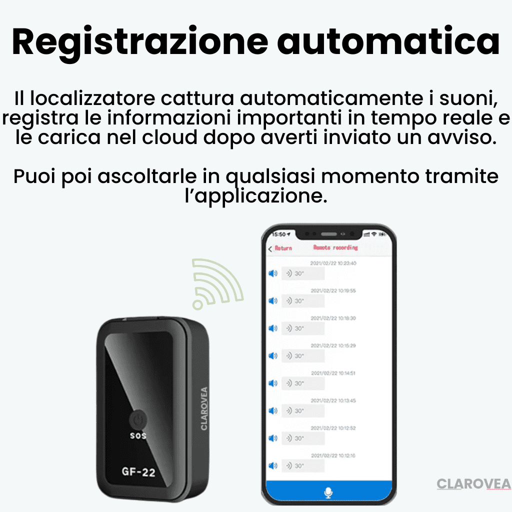 Clarovea™ – Localizzatore GPS Auto Senza Abbonamento, Proteggi la Sicurezza della Tua Auto