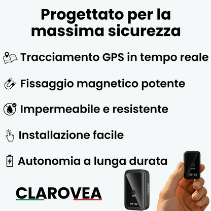 Clarovea™ – Localizzatore GPS Auto Senza Abbonamento, Proteggi la Sicurezza della Tua Auto