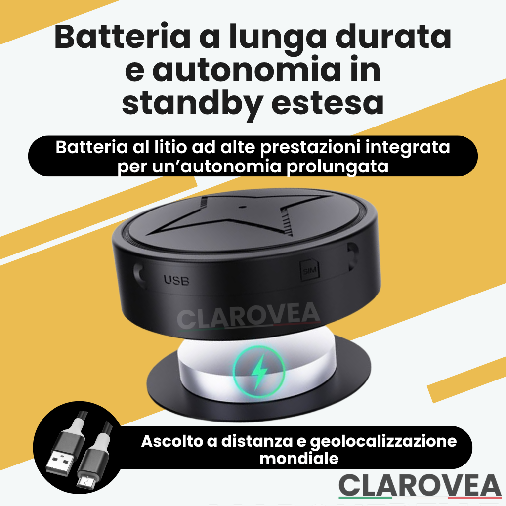 Clarovea™ – Localizzatore GPS Bici Invisibile, Senza Abbonamento Ultra Preciso