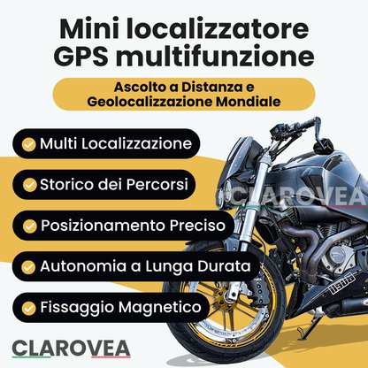 Clarovea™ – Localizzatore GPS Moto Senza Abbonamento, Discreto e Affidabile