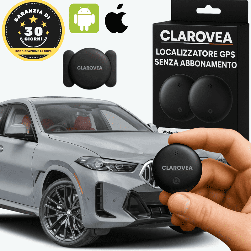 Clarovea™ – Localizzatore GPS per Auto Senza Abbonamento – Funziona con Android & iOS Find My