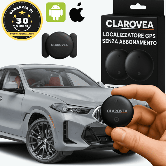 Clarovea™ – Localizzatore GPS per Auto Senza Abbonamento – Funziona con Android & iOS Find My