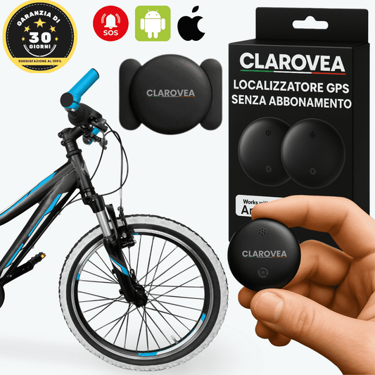 Clarovea™ – Localizzatore GPS per Bici Senza Abbonamento – Funziona con Android e iOS Find My