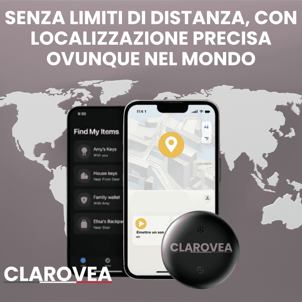 Clarovea™ – Localizzatore GPS per Moto Senza Abbonamento – Compatibile con Android & iOS Find My