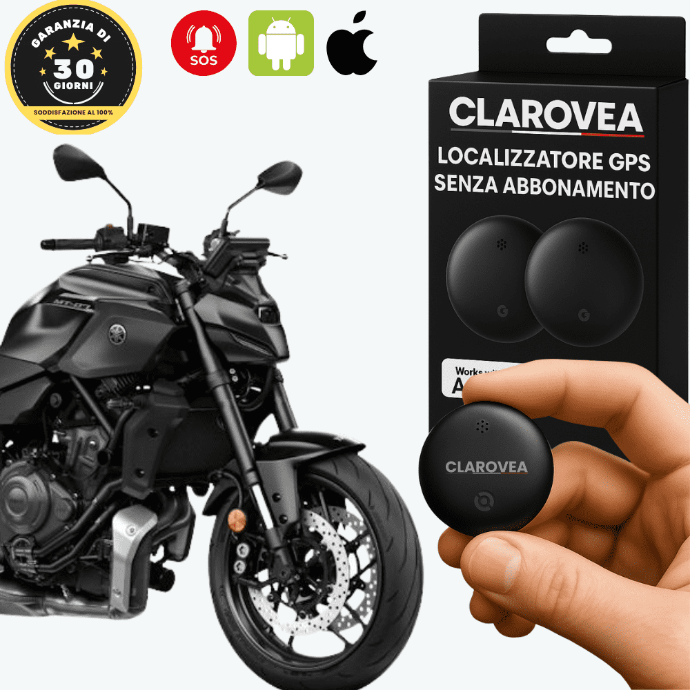 Clarovea™ – Localizzatore GPS per Moto Senza Abbonamento – Compatibile con Android & iOS Find My