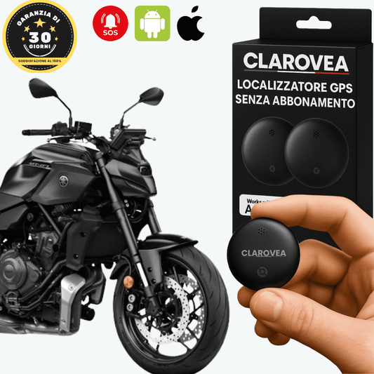 Clarovea™ – Localizzatore GPS per Moto Senza Abbonamento – Compatibile con Android & iOS Find My