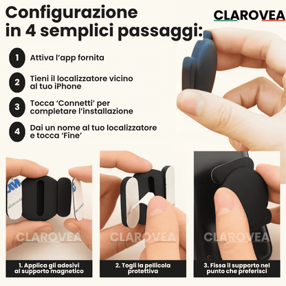 Clarovea™ – GPS Tracker per Moto Senza Abbonamento – Funziona con Android e iOS Find My
