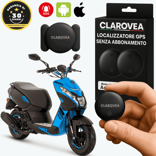 Clarovea™ – GPS Tracker per Moto Senza Abbonamento – Funziona con Android e iOS Find My